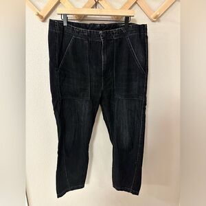 VINCE Womens Black Wash Cotton Denim Drawstring Slim Pants Jeans 30